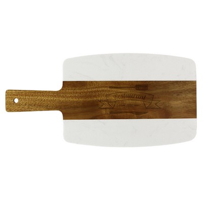 Acacia Wooden Marble Cutting Board with Handle