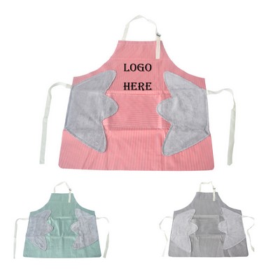 Adjustable Strap Waterproof Hand Wipe Adult Apron With Pockets