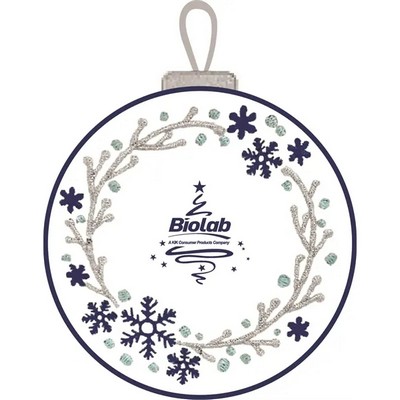 Embroidered Holiday Ball Ornament with Snowflake Design