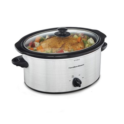 Hamilton Beach 5 Quart Slow Cooker, Serves 6+, Silver, 33156R