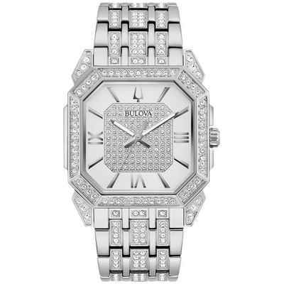 Bulova Watches Men's Crystal Octava Silver-Tone Stainless Steel Bracelet Watch Silver-Tone Dial