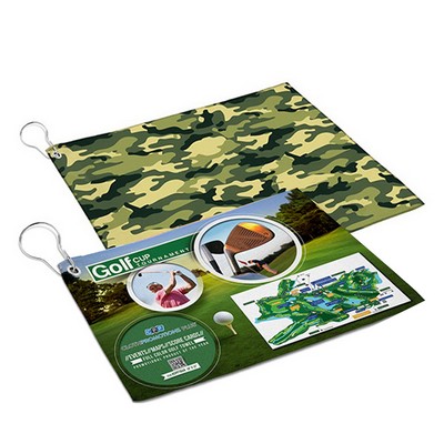 Double-Sided Sublimated Microfiber Golf Towel with Carabiner