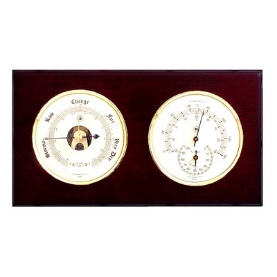 Barometer w/Thermometer & Hygrometer - Mahogany