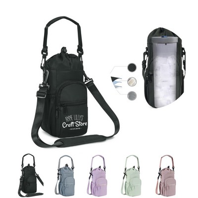 Water Bottle Carrier Crossbody Bag with Shoulder Strap