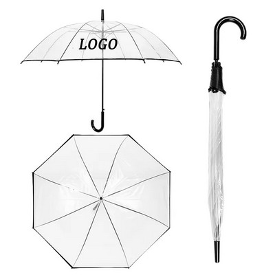 Clear 8-Rib Long Handle Umbrella