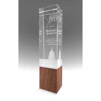 Solid Walnut & Glass Rectangular Award