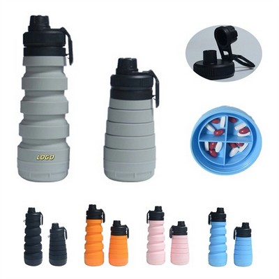 25Oz Foldable Silicone Water Bottle W/ Rotating Cap