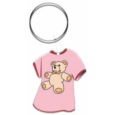 Teddy Bear T-Shirt Key Chain w/Clear Mirrored Back (4 Square Inch)