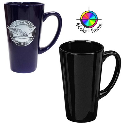 16 Oz. Black Cafe Latte Mug - 4 Color Process