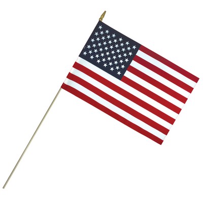 12" x 18" Lightweight Cotton US Stick Flag with Spear Top on a 30" Dowel