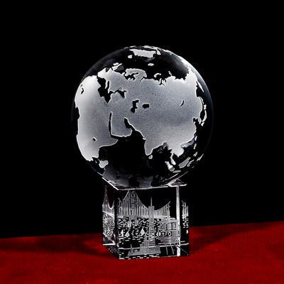 Crystal Globe & San Francisco Stand Award w/Custom Etching