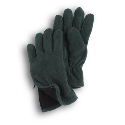 Hunter Green Fleece Zipper Gloves