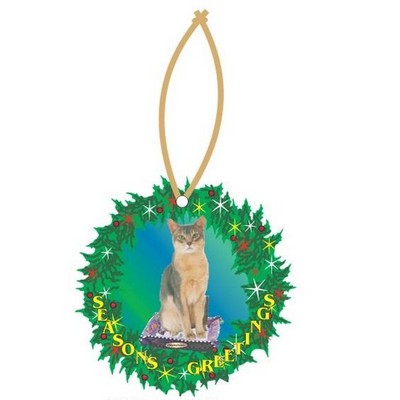 Abyssinian Cat Executive Wreath Ornament w/ Mirrored Back (4 Square Inch)