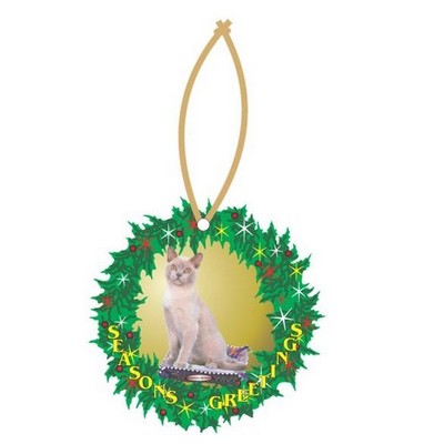 American Burmese Cat Wreath Ornament w/ Mirrored Back (4 Square Inch)