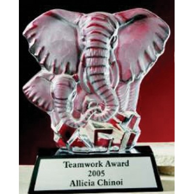 5.75" Animal Kingdom Hand Blown Glass Elephant Family Award