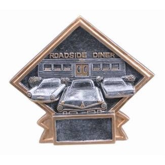 Large Diamond Plate 50's Theme Car Show Award - 6"x8 1/2"