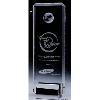 Large Crystal Globe Tower Award (3½"x2"x6-3/8")