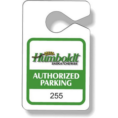 .020 White Gloss Plastic Parking Tag / Permit (2.4"x3.9"), Full Color