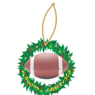 Football & Wreath Ornament w/ Clear Mirrored Back (10 Square Inch)