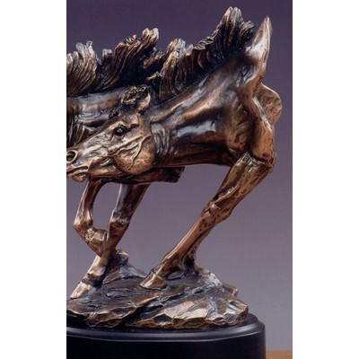 Double Horse Heads w/Fore Legs Trophy on Oval Base (6"x9")