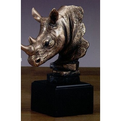 Bronze Finish Rhinoceros Head Trophy w/Square Base (5.5"x7.5")