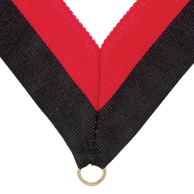 1½" Wide V-Neck Black & Red Ribbon w/Metal Ring