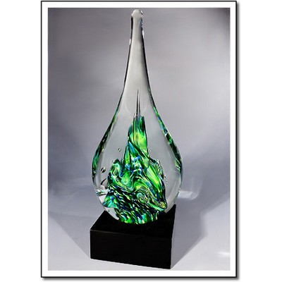 Forest Waterfall Glass Sculpture w/o Marble Base (4.5"x10")