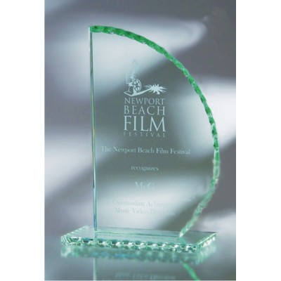 9.5" Jade Glass Sail Award w/Pearl Edge