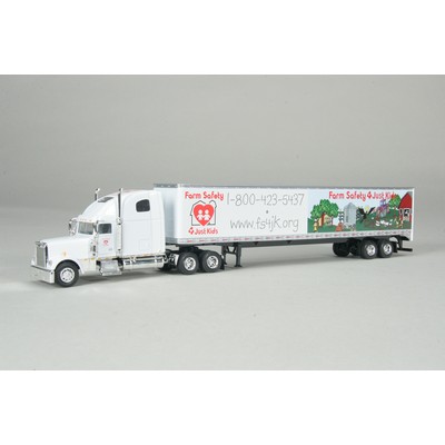 White Peterbilt 387 w/ 53' Trailer & Single Rear Door 1/64 scale die cast