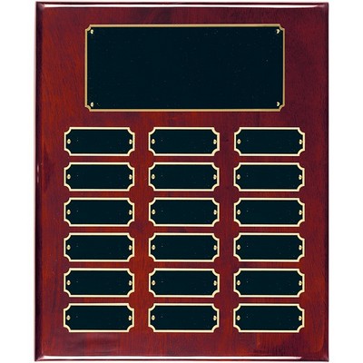 10½" x 13" Rosewood Piano Finish Perpetual Plaque with 18 Plates