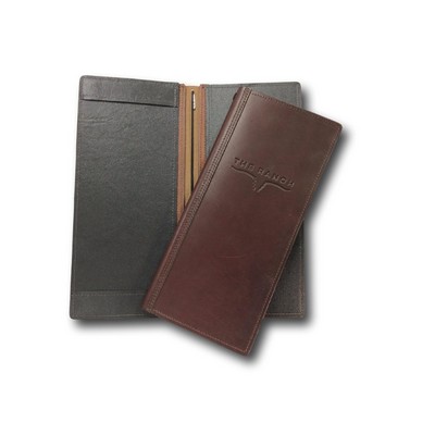 Custom Genuine Leather 12"x5 1/2" 2 View Menu Cover (Debossed/ 1 Side)