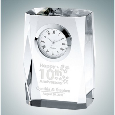 Beveled Column Optical Crystal Clock