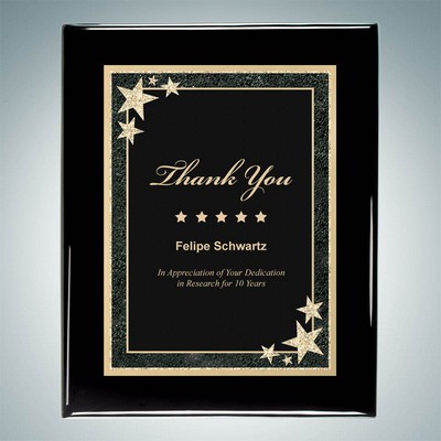 Black Piano Finish Wall Plaque w/Black Rising Star Plate (12"x9")