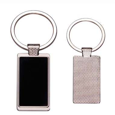 Rectangle Metal Key Chain w/Dark Reflective Tag