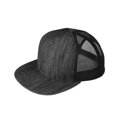 Flat Bill Trucker Cap w/ Mesh Back