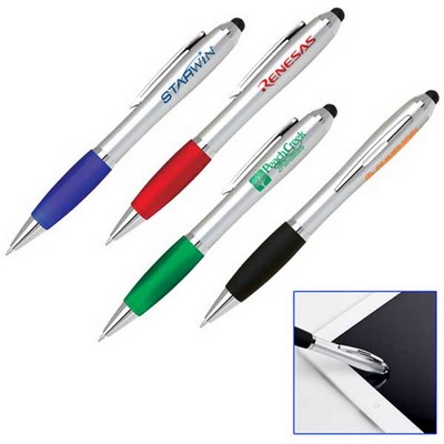 Plastic Ballpoint Pen W/Soft Touch Stylus