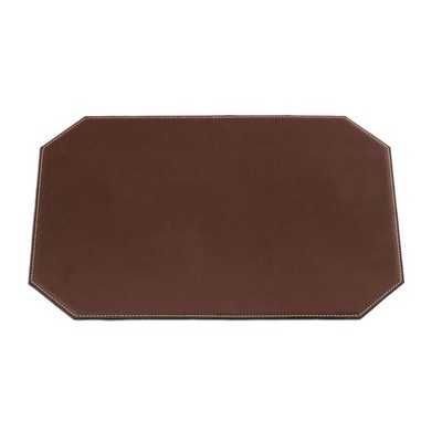 Cut Corner Chocolate Brown Leatherette Rectangular Place Mat