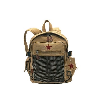 Deluxe Khaki Vintage Mesh Front Star Backpack