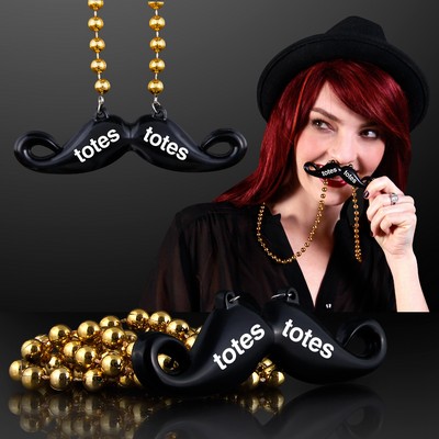 Beaded Black Mustache Necklaces - Domestic Print