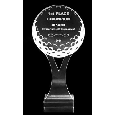 Acrylic and Crystal Engraved Award - "Y" Golf Ball - 9"