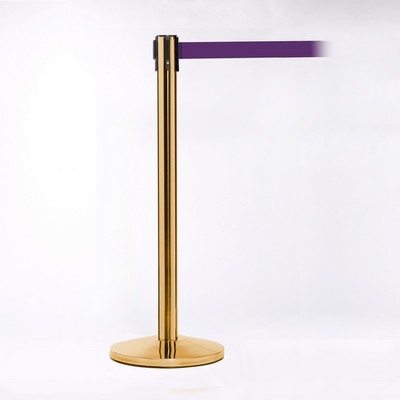 Polished Brass Pole W/ 11' Heavy Duty Purple Belt W/ Lock