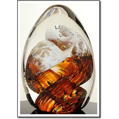 Amber Curl Art Glass Sculpture w/o Marble Base (3"x4.5")