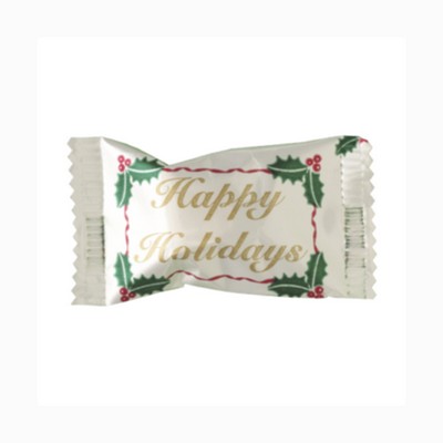 Hard Peppermint Balls In A Happy Holiday Wrapper