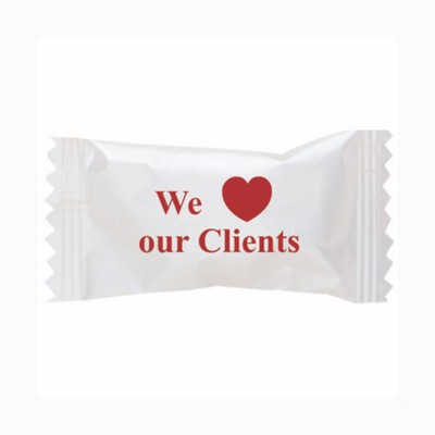 Buttermints Cool Creamy Mint in a "We Love Our Clients" Wrapper