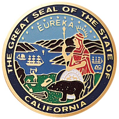 2" State Seal of California Etched Enameled Medallion Insert Disc