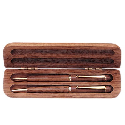 Wood Pen & Pencil Set w/Matching Box