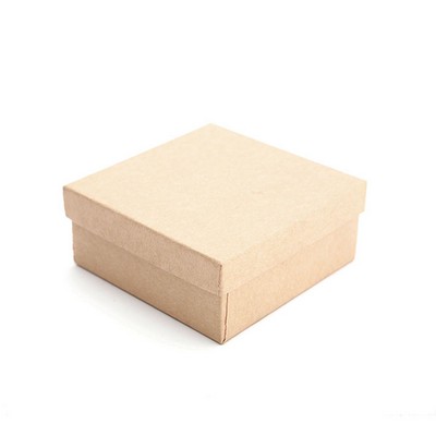 Natural Kraft Krome Jewelry Box (3 1/2" x 3 1/2" x 1.5")