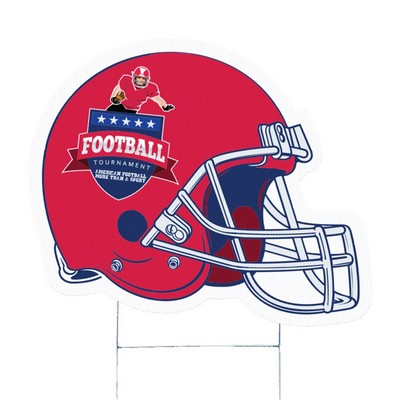 Football Helmet 2 Corrugated Vinyl Die Cut Yard Sign (18.75"x24") - Full Color