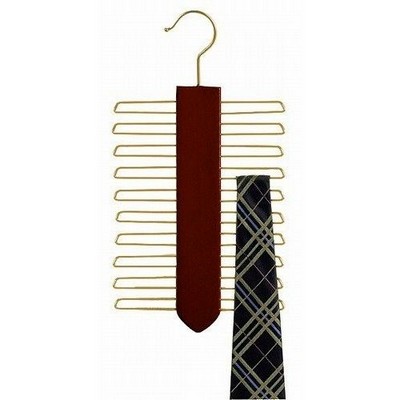 Wooden Walnut & Brass Vertical Tie Hanger