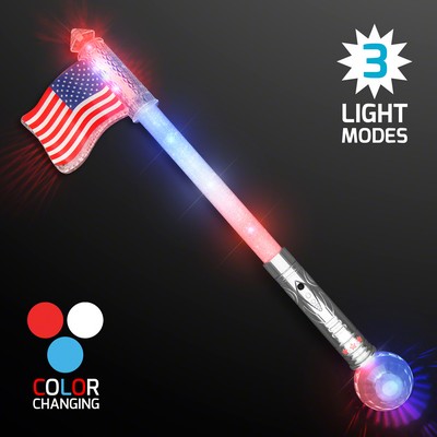 Flashing American Flag LED Jumbo Wand - BLANK